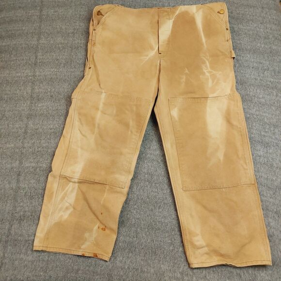 Vintage Carhartt Men's 40x30(28.5) Double Knee Overalls Brown 6FB 1985 - Picture 4 of 9